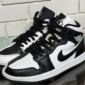 Nike Air Jordan 1 Mid – Black & White – Youth Size 7 Sneakers